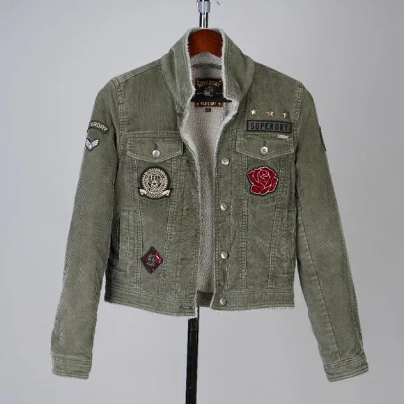 Superdry Jackets Coats Superdry Cord Girlfriend Borg Jacket
